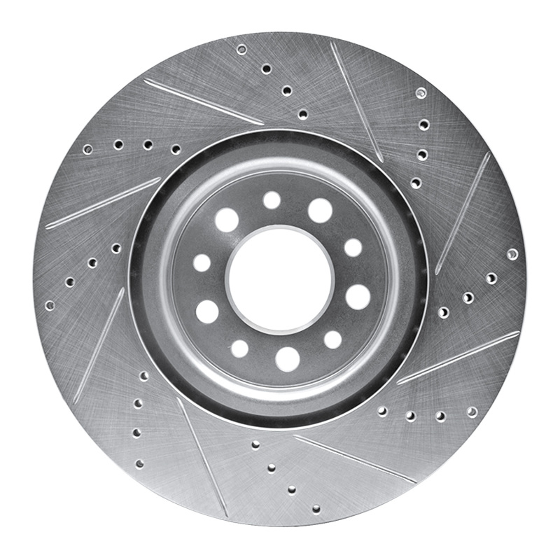 Alfa Romeo Tonale Brake Rotor (1) - Front Left - R1 Concepts - Drilled & Slotted - Silver - `14-`25
